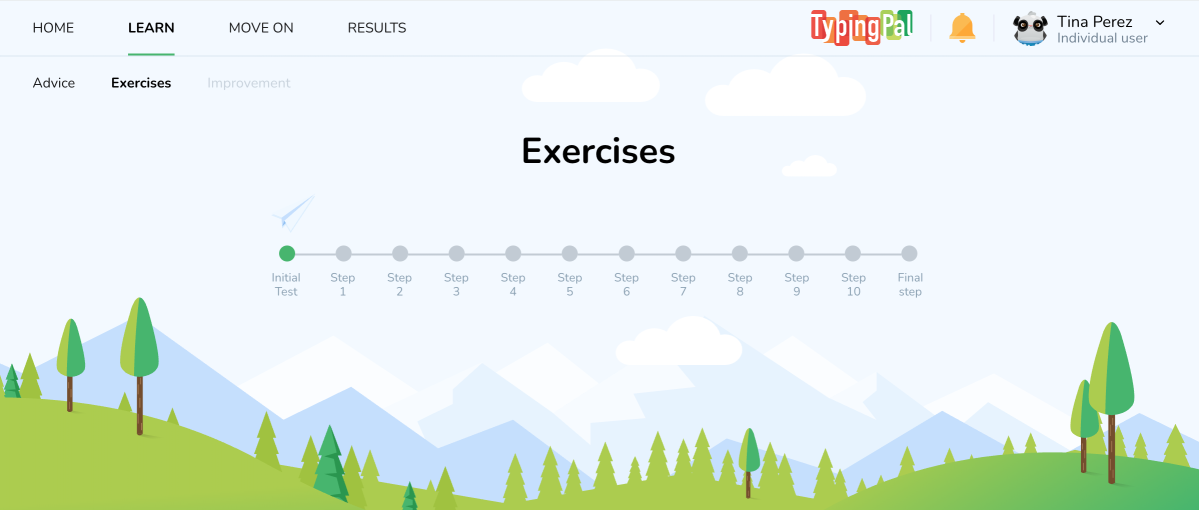 The _Learn_ tab to access the exercises in the student interface