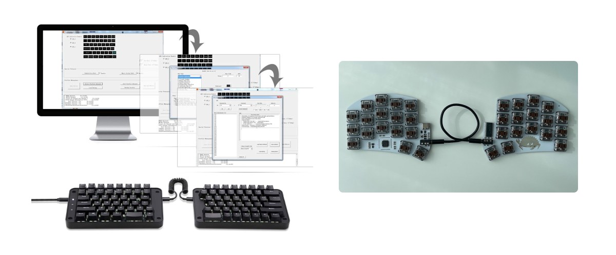 Claviers assemblables avec touches programmables Clavier entièrement programmable Koolertron SMKD62 (à gauche) et base de clavier Beekeeb (à droite). Sources : amazon.ca et etsy.com