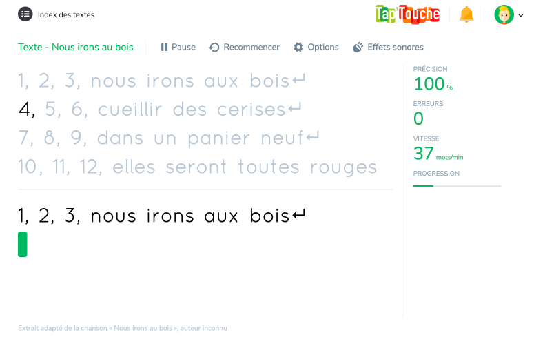 Exemple de texte d’entrainement _Comptines et poésie_ de la collection facile